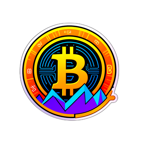 Autocollant Bitcoin avec Fond Technologique Futuriste
