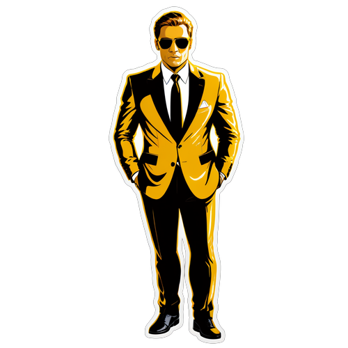 Złoty ochroniarz w eleganckim garniturze