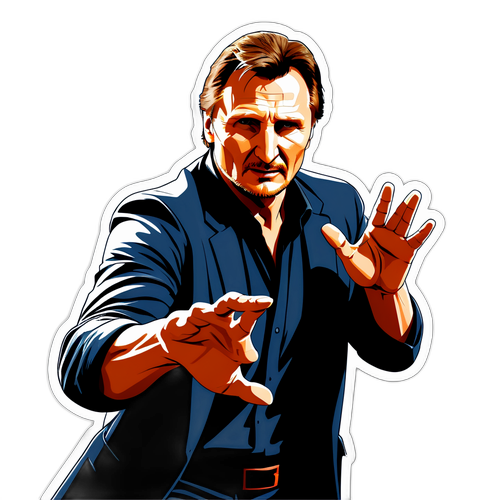 Actionfyldt klistermærke med Liam Neeson