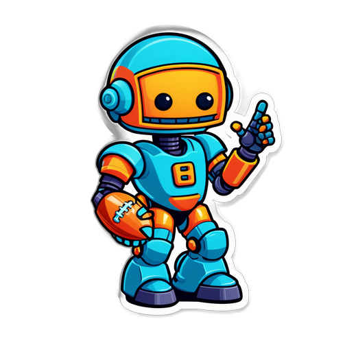 Whimsical Robot Fantasy Football Sticker
