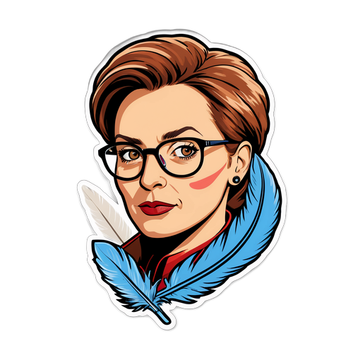 Autocollant de Natacha Polony avec lunettes et plume