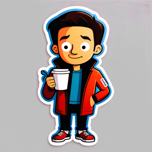 Minimalistong Sticker ni Elliot Eastman bilang isang Quirky Cartoon Character