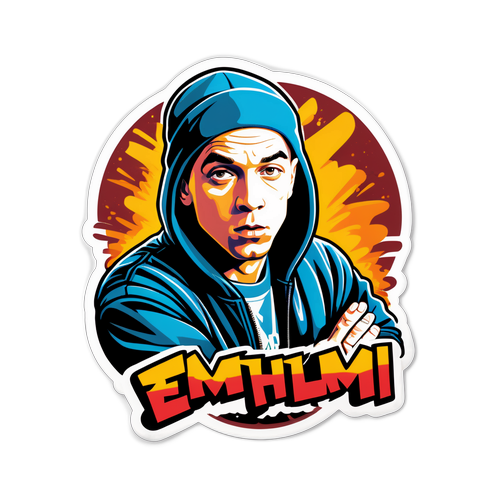 Vintage stylowy naklejka z Eminemem w tle graffiti