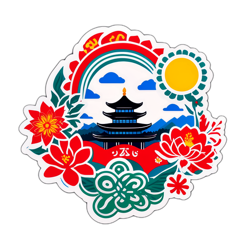 传统文化主题国庆贴纸