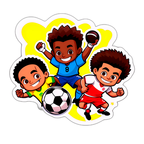 การ์ตูนฟุตบอล ทีมบราซิลและตูนิเซียในการแข่งขันที่สนุกสนาน