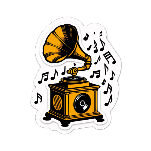 Phonographe vintage et notes de musique