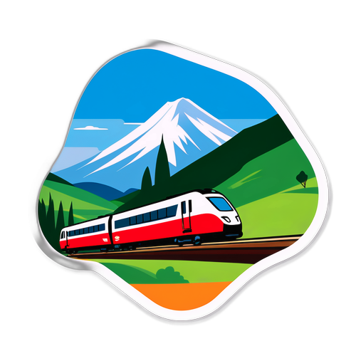 Sticker Ouigo avec Train Rapide et Paysage Français