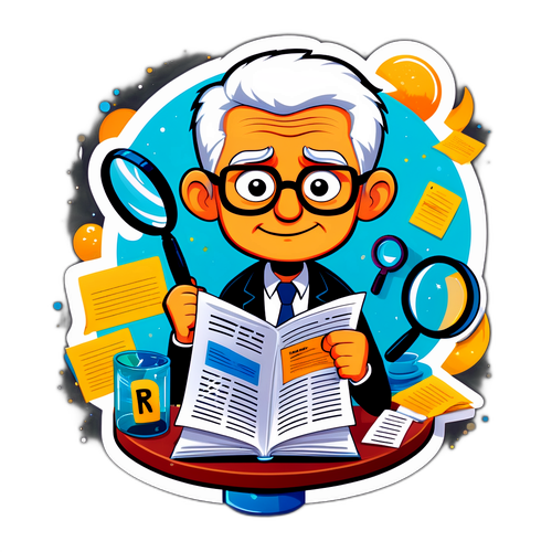 עיצוב whimsical של דמות קריקטורה קוראת את 'תיקי אפשטין'