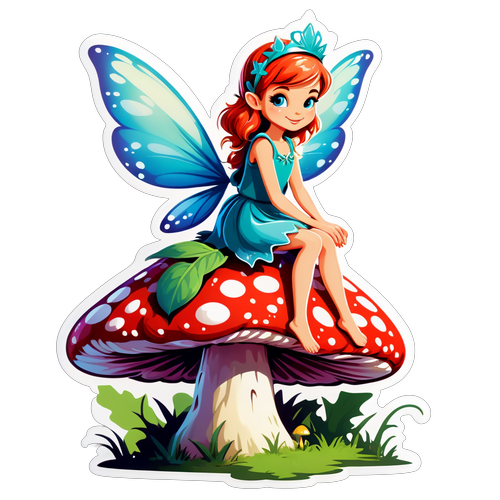 Magical Fairy Sitting on a Toadstool