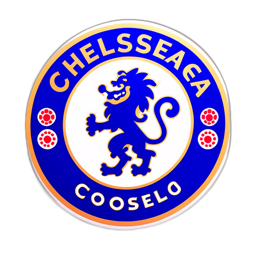 En stilren Chelsea FC-logotyp med reflekterande metallisk finish