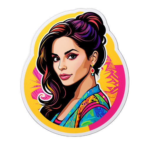 En stilfuld Sarah Shahi silhuet fyldt med farver og mønstre