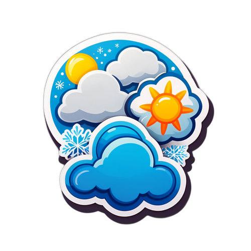 Sticker Dự Báo Thời Tiết Dễ Thương Mùa Đông