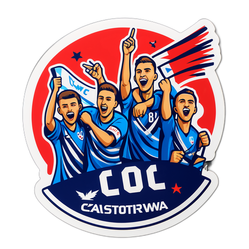 Energetický nálepka oslavujících fanoušků Rakowa Częstochowa