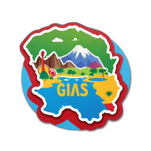 Mapa Colorido de Goiás com Elementos Culturais