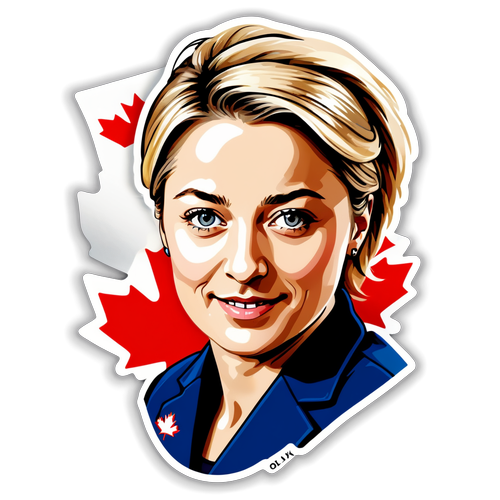 Portrait dynamique de Mélanie Joly avec éléments canadiens