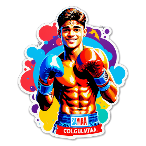 Un autocollant dynamique de Ryan Garcia en pose de boxeur gagnant