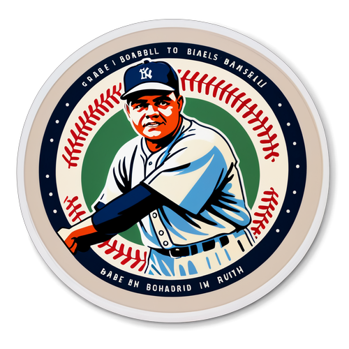 Retro Baseball Sticker with Babe Ruth