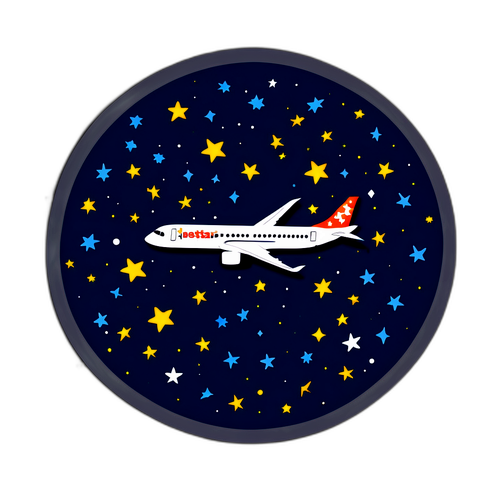 捷星航空飛機與星空背景貼紙