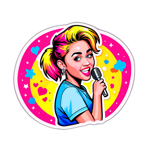 Autocolant distractiv și colorat cu Miley Cyrus