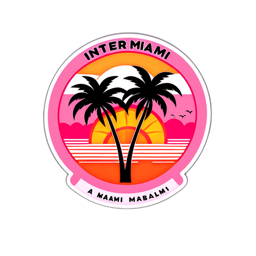 Autocollant Inter Miami avec palmier et coucher de soleil