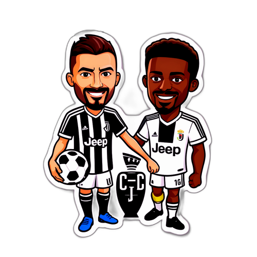 Sticker cu Rivalitate Prietenoasă între Juventus și Real Madrid