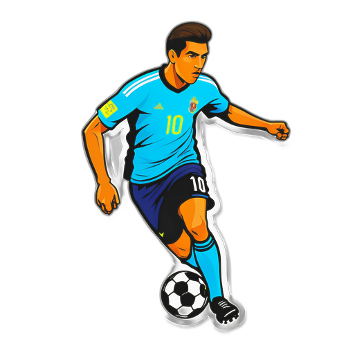 Diseño de sticker de un futbolista en acción