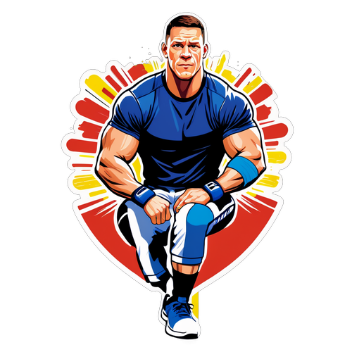 John Cena karizmatikus portréja, sportos stílusban