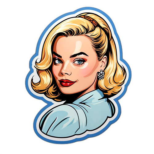 Elegáns retro stílusú Margot Robbie matrica