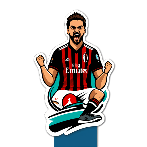 Sticker cổ vũ AC Milan với logo và màu sắc đặc trưng