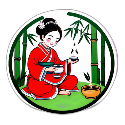 茶道を楽しむキャラクター・ドンイのデザイン