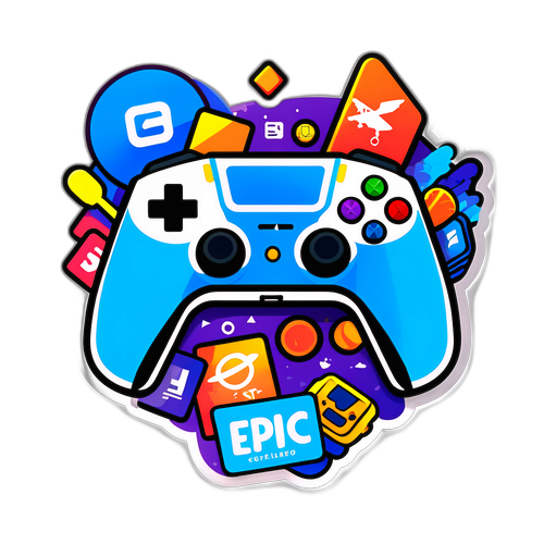 Samolepka s logem Epic Games stylizovaným jako herní ovladač