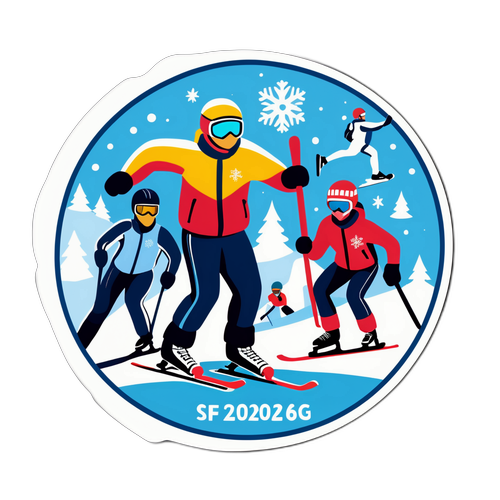 Стікери з атлетами, які виконують зимові види спорту на 2026 рік