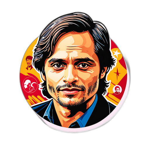 Diseño de una pegatina con la cara de Gael García Bernal