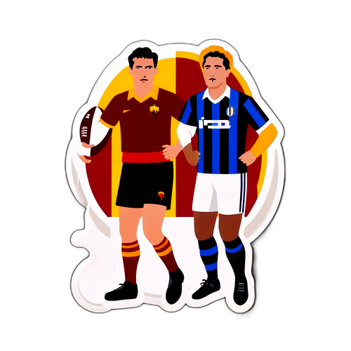 Sticker retro cu meciul de fotbal Roma vs Inter