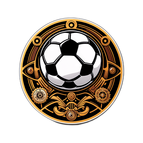 Autocolant cu minge de fotbal pe fundal steampunk