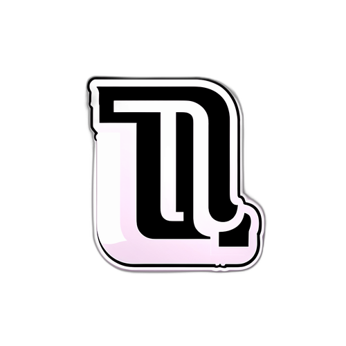 Stiker Huruf 'T' dengan Elemen Tipografi Modern