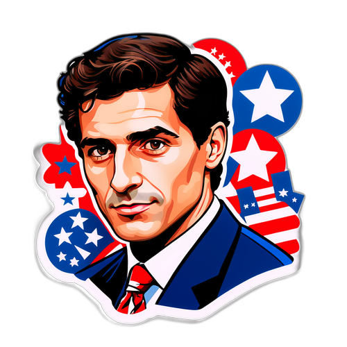 Stylized Portrait of Jack Schlossberg with Political Symbols