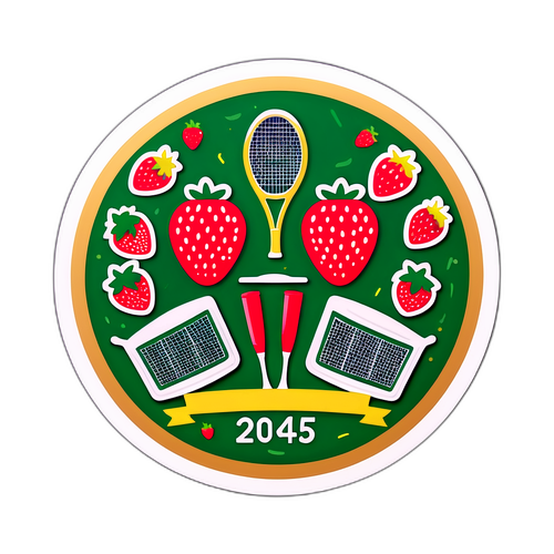 En fantasifull klistremerke-design av Wimbledon 2025
