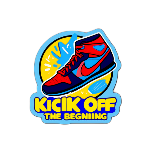 Zábavný design pro sportovní boty s nápisem "Kick Off"