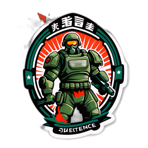 勇敢な自衛隊キャラクターのステッカー