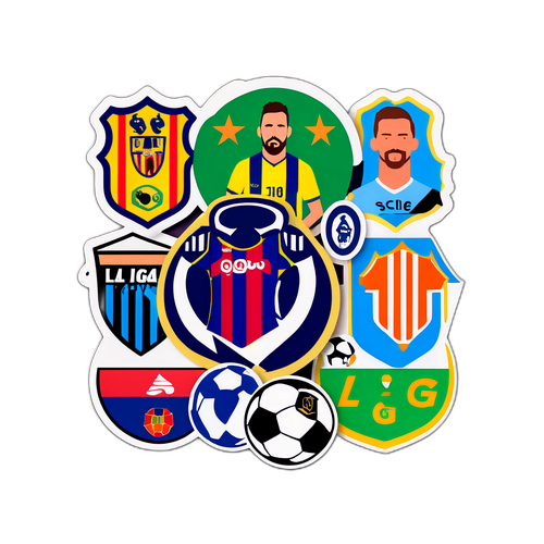 라리가 선수들 경쟁 장면 스티커 디자인