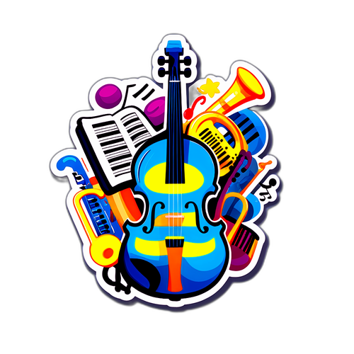 Στικέρ αφιερωμένο στον Πασχάλη με μουσικά όργανα και νότες