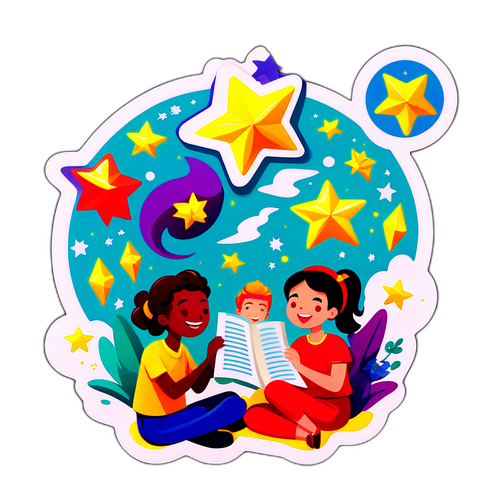 สติกเกอร์กลุ่มคนสนุกกับการอ่านคำทำนาย