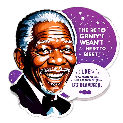 Sticker van een glimlachende Morgan Freeman