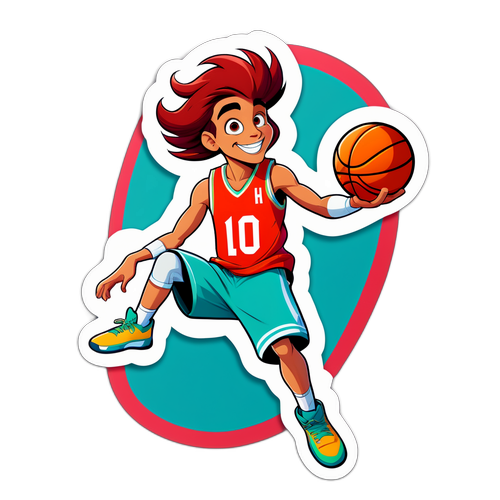 Sticker ng Masayang Basketball Player