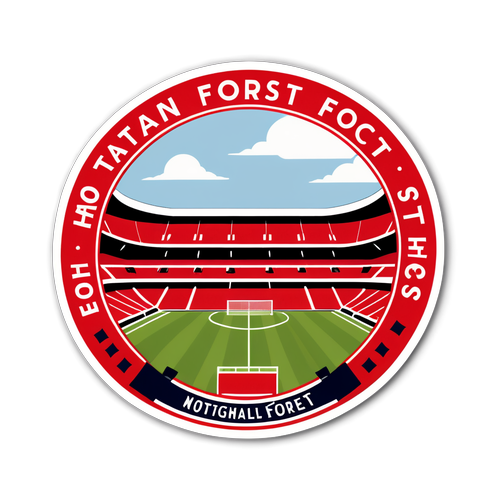 Retro klistermärke av Nottingham Forests ikoniska stadion