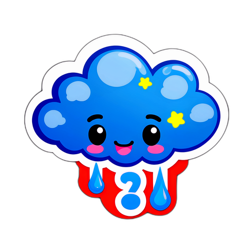 可愛的雨雲與幽默文字貼紙