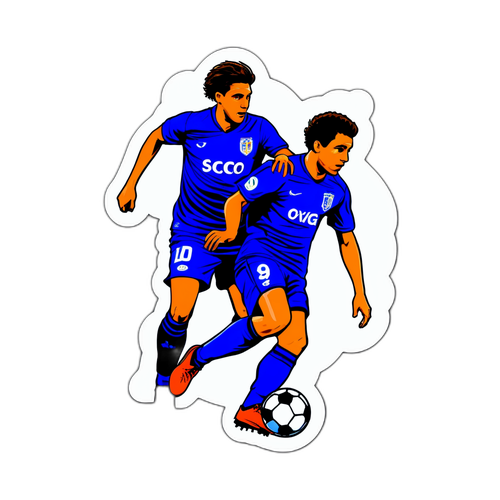 Sticker van Twee Voetballers in Actie
