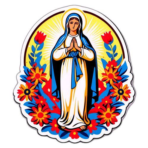 Representação Artística da Imaculada Conceição com Flores