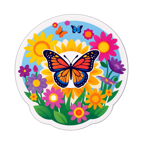 Sticker die de lente viert